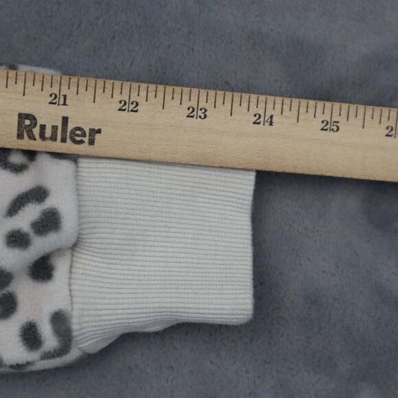 Green Tea Sweater Womens M Beige Long Sleeve Animal Print Zip Pocket Fleece - Picture 5 of 16